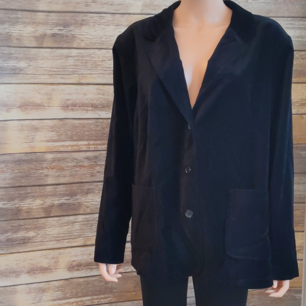 denim&co. Black Velvet Blazer